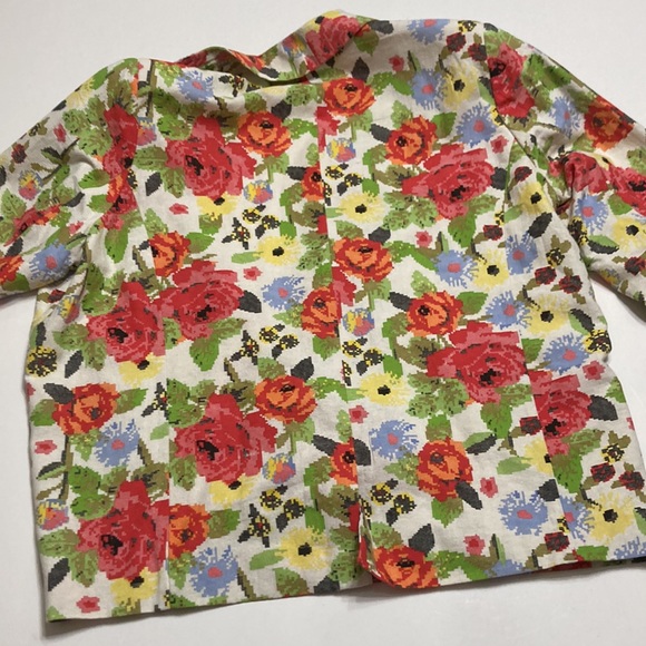 Blair floral cross stitch print colorful blazer Size L - Picture 6 of 6